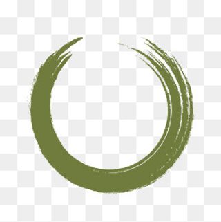 绿色圆圈水墨毛笔笔刷元素