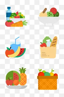 绿色健康食品蔬菜水果图标,免抠元素