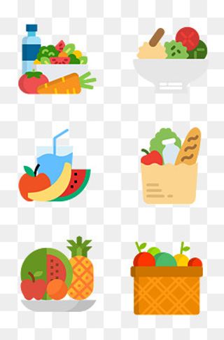 绿色健康食品蔬菜水果图标,免抠元素