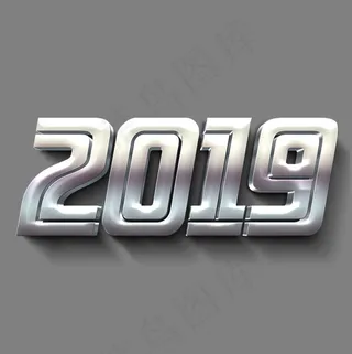 2019银色立体字