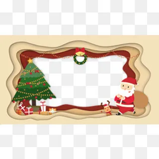 矢量圣诞节主题立体剪纸边框,免抠元素