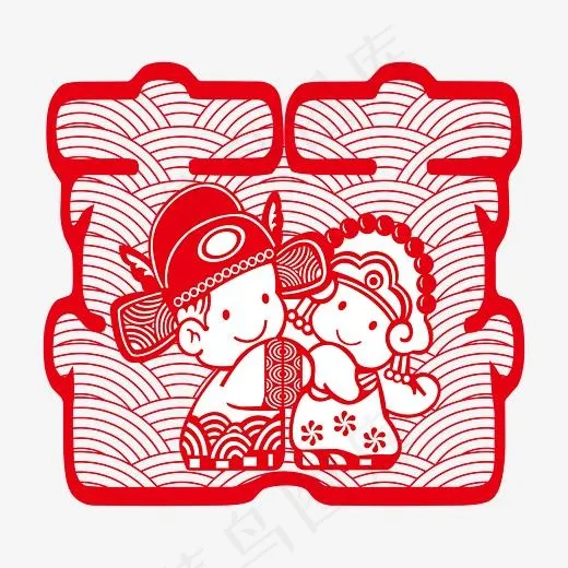 红色古风双喜(4167*4167px)ai矢量模版下载
