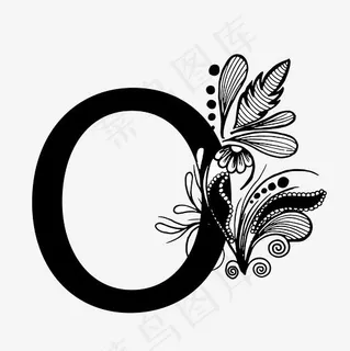 黑白奢华字母O艺术字 黑白奢华字母O艺术字