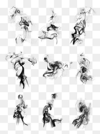 水墨黑色烟雾蒸腾分层免抠效果可,免抠元素