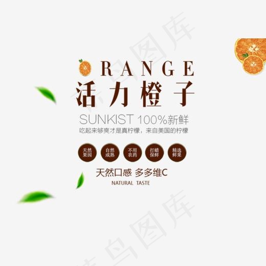 免抠棕色活力橙子艺术字促销文案,免抠元素艺术字(1000*711px)psd模版下载