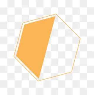 手绘橘色六边形边框,免抠元素