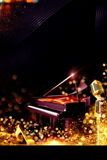 钢琴音乐会黑金乐器钢琴培训海报背景图片素材