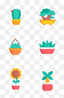 盆栽植物花盆相关图标,免抠元素