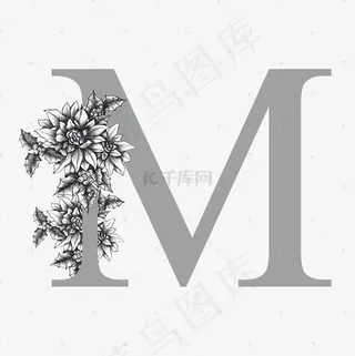 灰色轻奢大气字母M