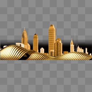 金色创意房地产商务建筑黑金元素,免抠元素