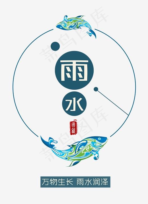 创意中国风二十四节气雨水主题海报装饰艺术字