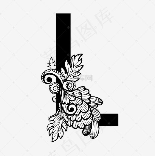 黑白奢华字母L艺术字(2083*2083px)eps,ai矢量模版下载