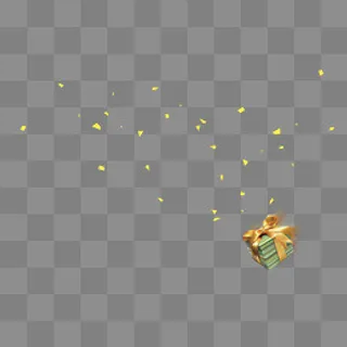 金色飞溅的碎片和礼物盒免抠图,免抠元素