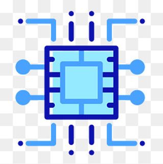 蓝色手绘芯片卡通图标,免抠元素