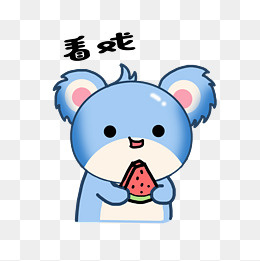 表情看戏蓝色考拉看戏插画