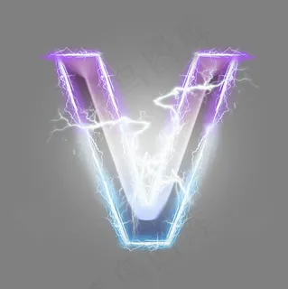 炫酷紫色蓝色闪电字母V 炫酷紫色蓝色闪电字母V