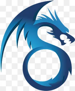 蓝色立体的龙图标矢量素材,免抠元素