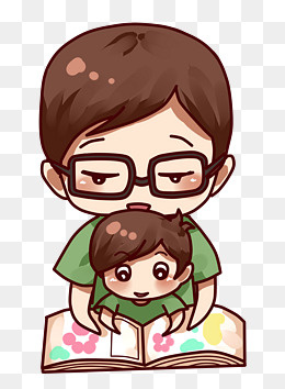 父亲节父子一起阅读故事,免抠元素