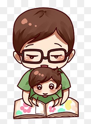 父亲节父子一起阅读故事,免抠元素