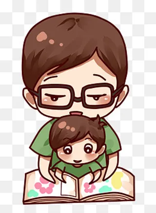 父亲节父子一起阅读故事,免抠元素