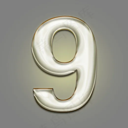 金色镏金光效PSD数字9(3000*3000px)psd模版下载