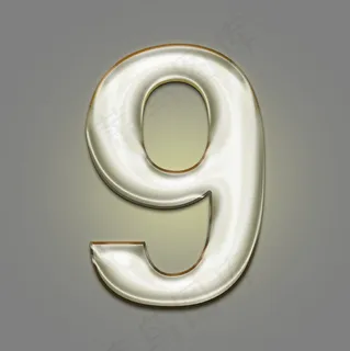 金色镏金光效PSD数字9