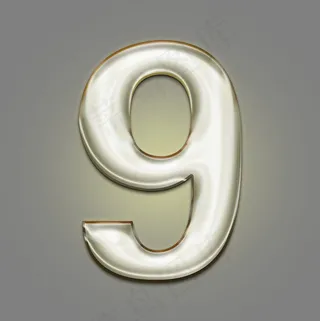 金色镏金光效PSD数字9