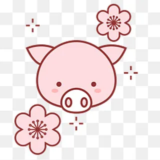 2019猪年卡通手绘元素,免抠元素