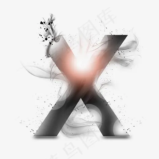 透明水墨艺术字母X(3000*3000px)psd模版下载