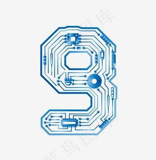 电子未来数字炫酷科技感数字9,免抠元素艺术字