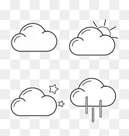 天气简笔小图标素材,免抠元素