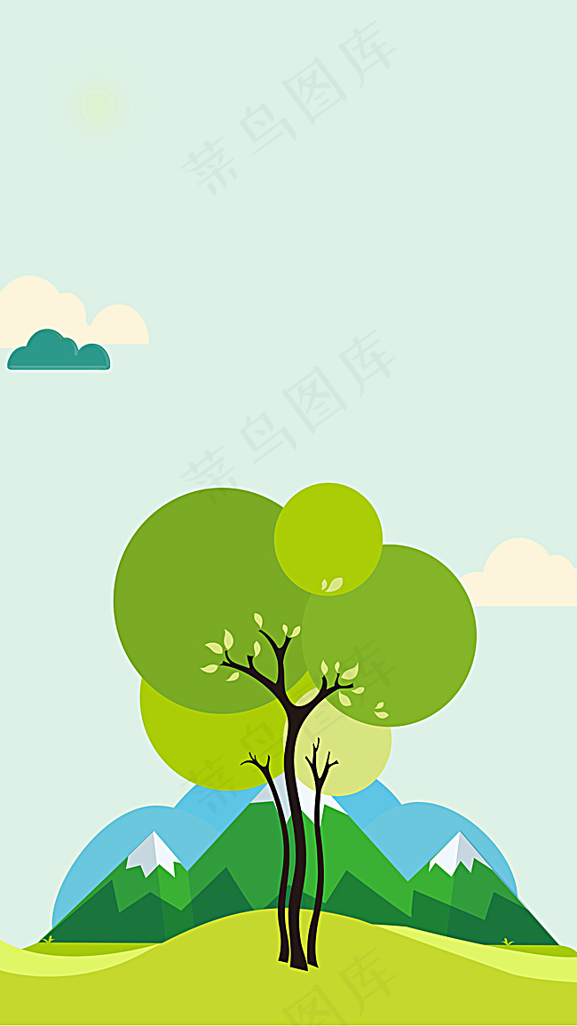 3月12日植树节H5几何扁平背景分层下载背景图片素材,背景元素