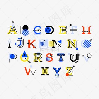 创意孟菲斯英文字母