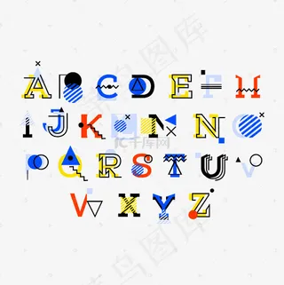 创意孟菲斯英文字母