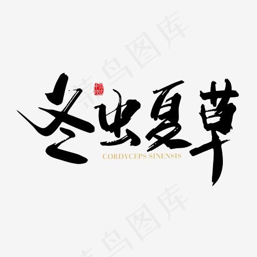 矢量手写冬虫夏草字体设计元素