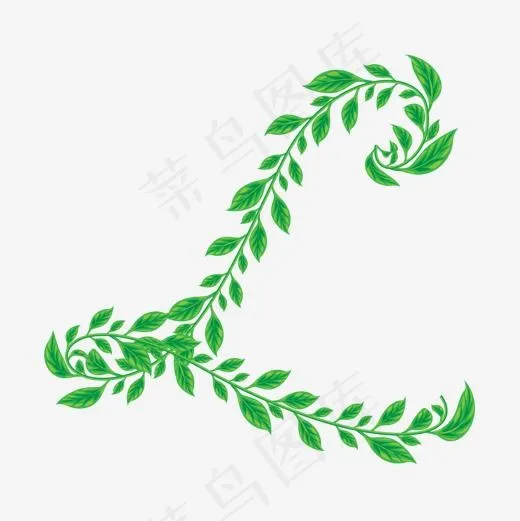 绿色树叶字母Ｌ(1200*1200px)