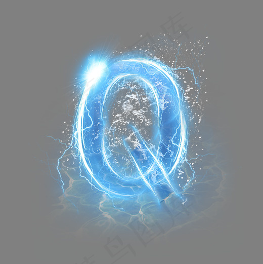 蓝色水晶电水字母Q