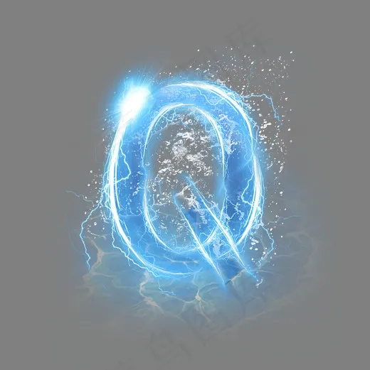 蓝色水晶电水字母Q(3000X3000(DPI:300))psd模版下载