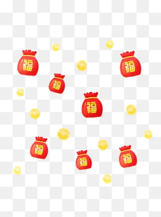 新年节日金色钱币金币福袋理财漂,免抠元素