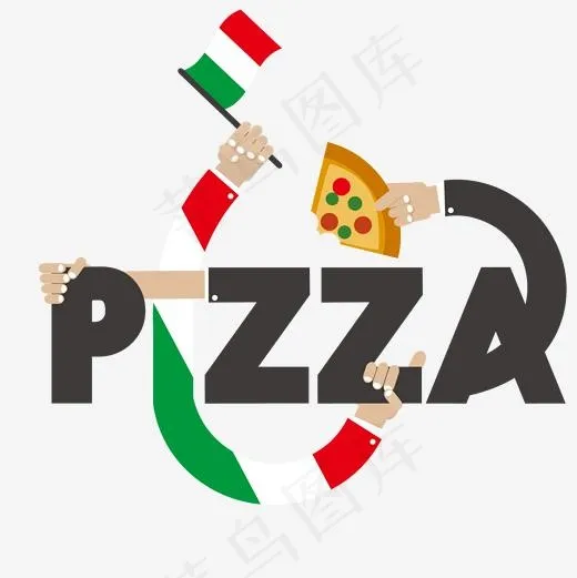 卡通披萨标签艺术字设计(1800*1800px)ai矢量模版下载