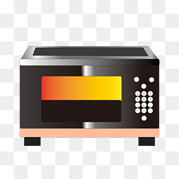 卡通黑色微波炉插画