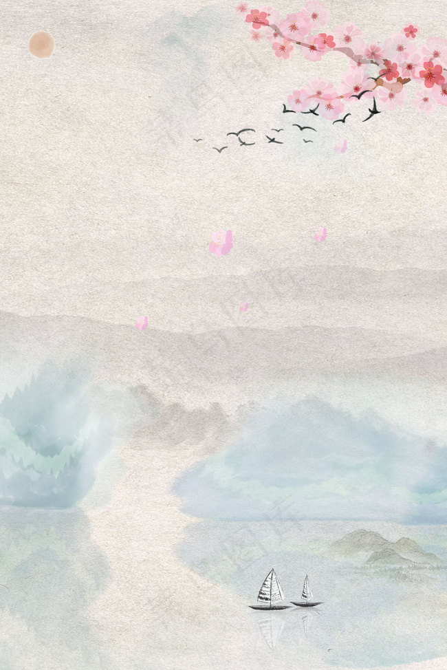 古风水墨背景海报合成背景图片素材