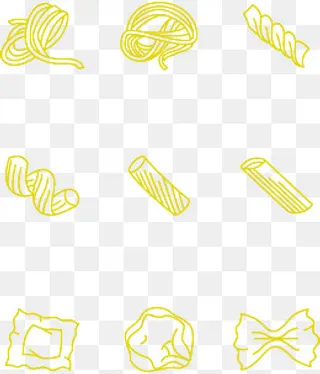 黄色卡通意大利螺旋面线条矢量图,免抠元素