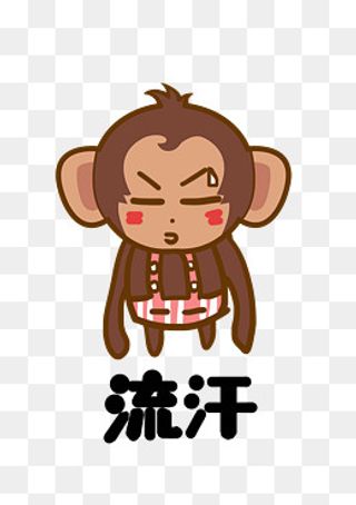 猴子大耳猴Q版卡通角色动物形象,免抠元素