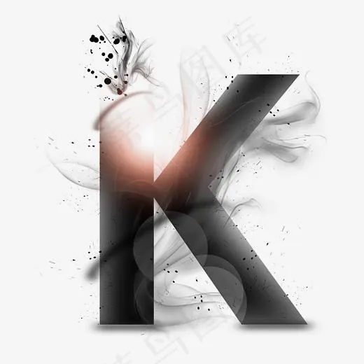 透明水墨艺术字母K(3000*3000px)psd模版下载