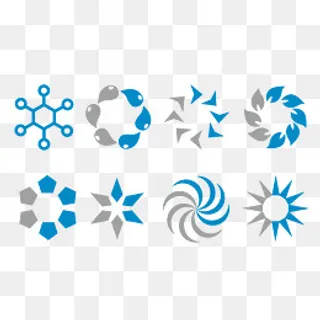 矢量创意蓝灰图形缓冲图标,免抠元素