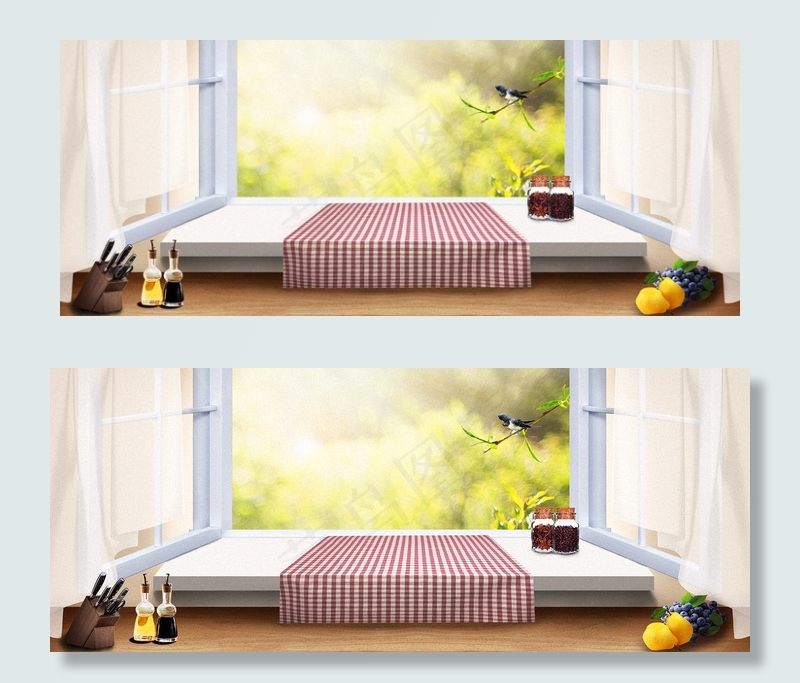 午后阳光厨房小家电清新海报背景背景图片素材
