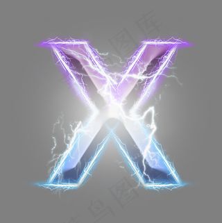 炫酷紫色蓝色闪电字母X