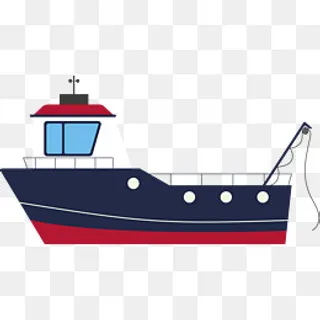扁平化矢量渔船素材