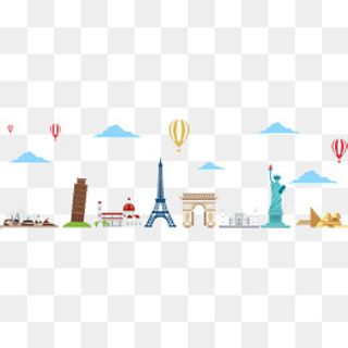 地标城市建筑扁平旅行矢量素材,免抠元素